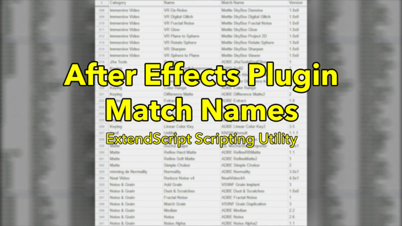 After Effects Plugin Match Names List